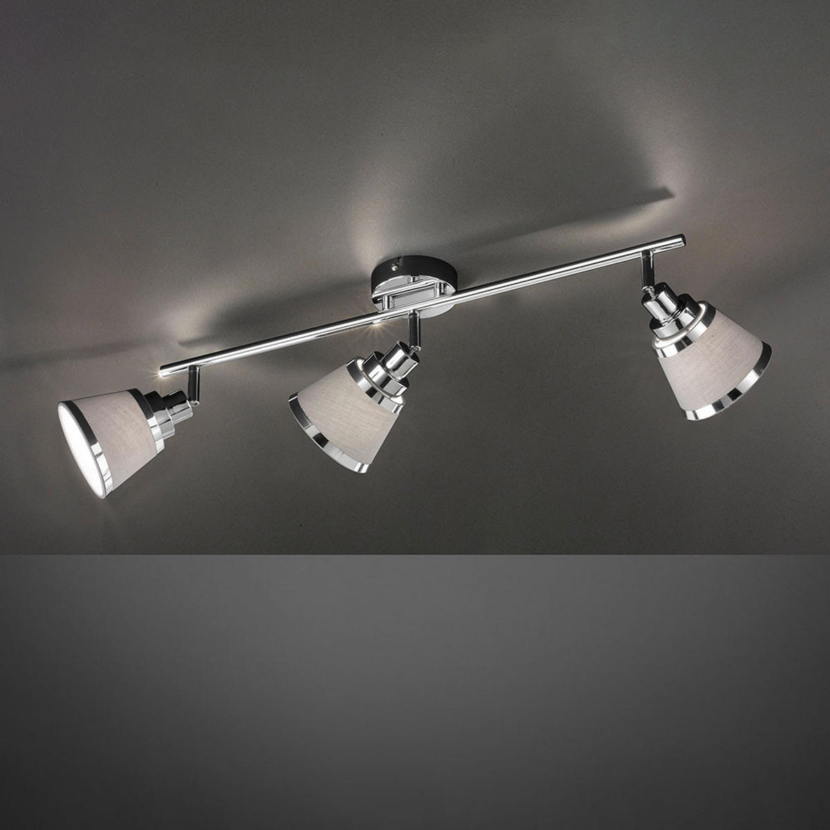 LED DECKENLEUCHTE Chrom Grau Textil - Grau, Textil (63/11.3/21.5cm)