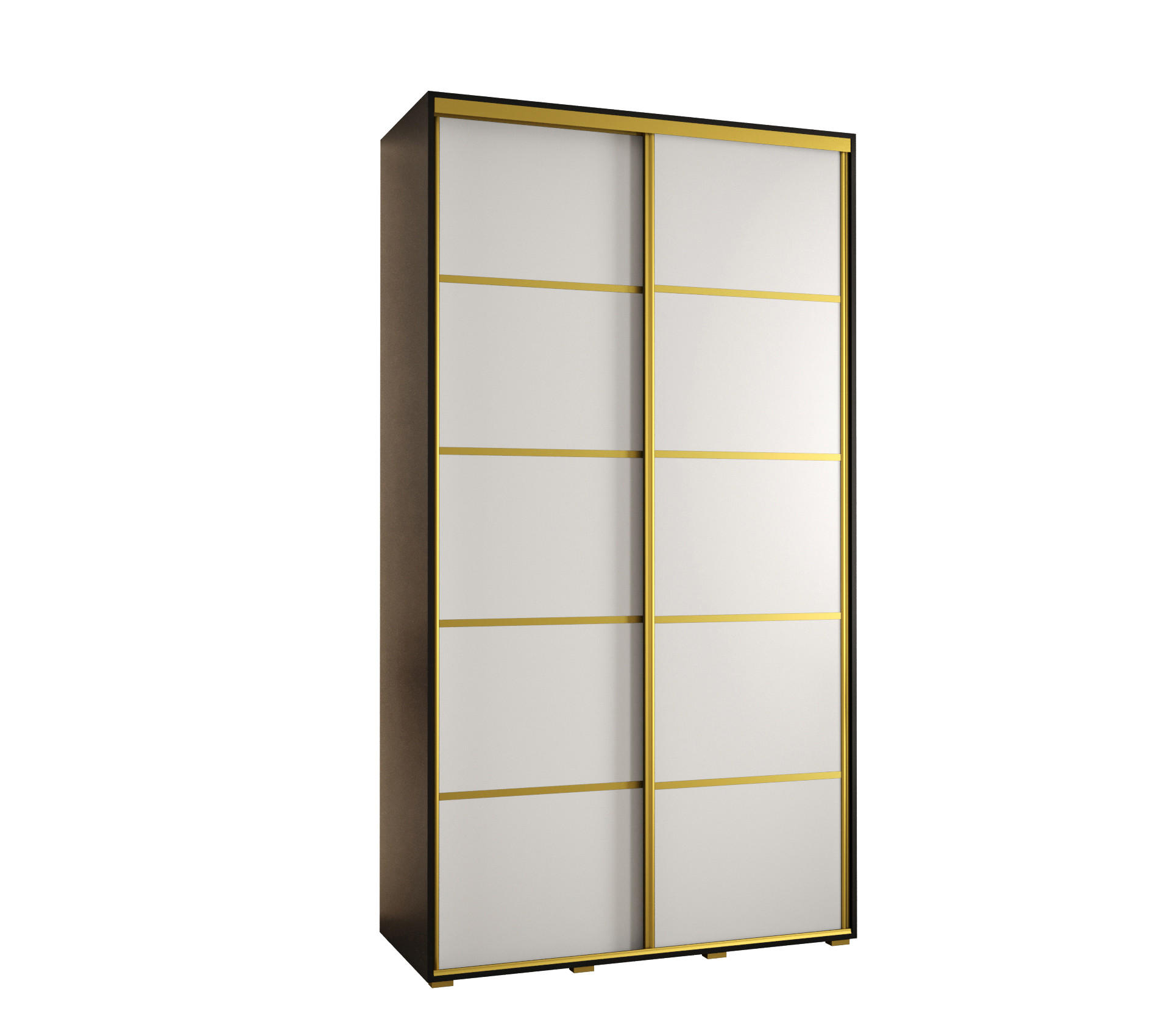 Abiks Möbel Schwebetürenschrank Schwarz, Weiß, Gold 130x235x60 cm