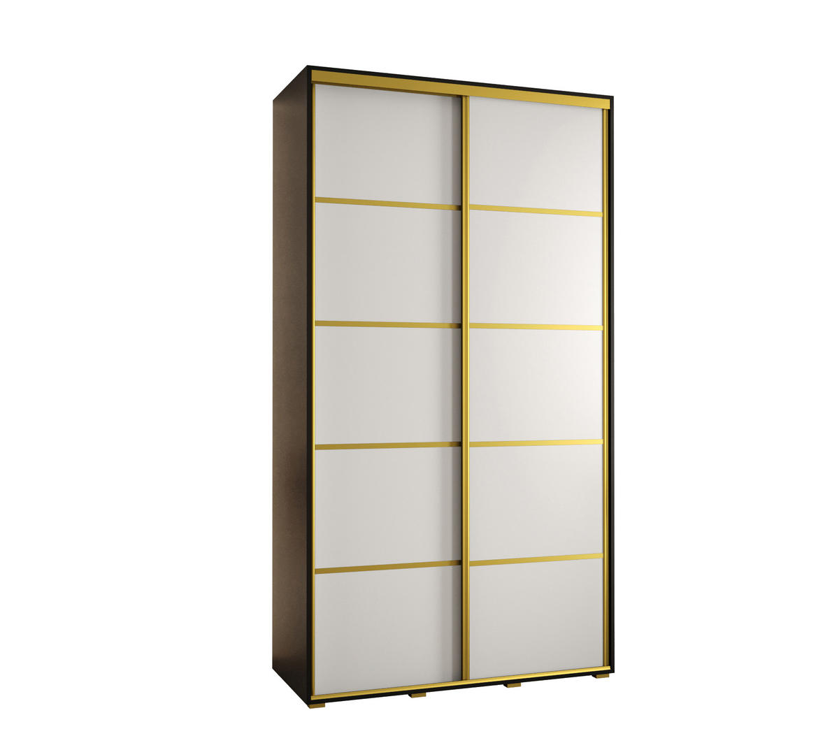 SCHWEBETÜRENSCHRANK 235,2/130/60 2-türig - Goldfarben/Schwarz, Holz/Metall (130/235/60cm) - Abiks Möbel