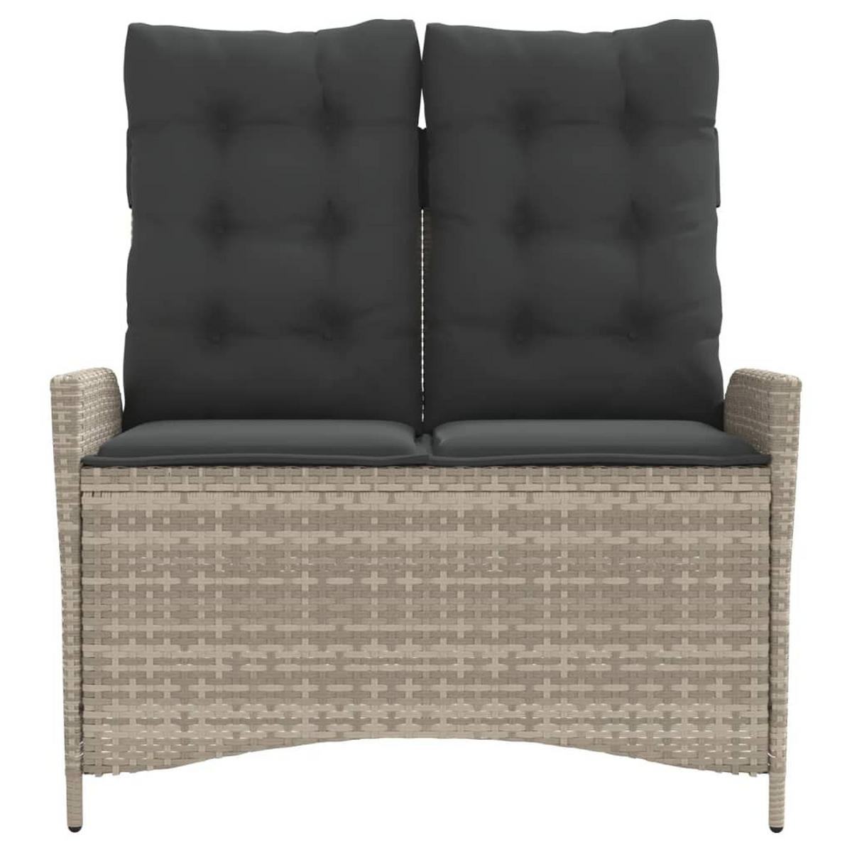 GARTENBANK Verstellbar mit Kissen Hellgrau Poly Rattan - Grau, Kunststoff (104/93/59cm) - furnicato