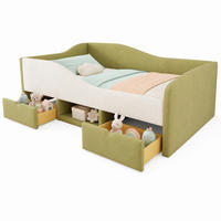 KINDERBETT 90/190 cm in Dunkelgrün & Cremeweiß mit 2 Schubladen und Schutzgittern - Weiß/Grün, Holzwerkstoff/Textil (90/190cm) - CHICFURN