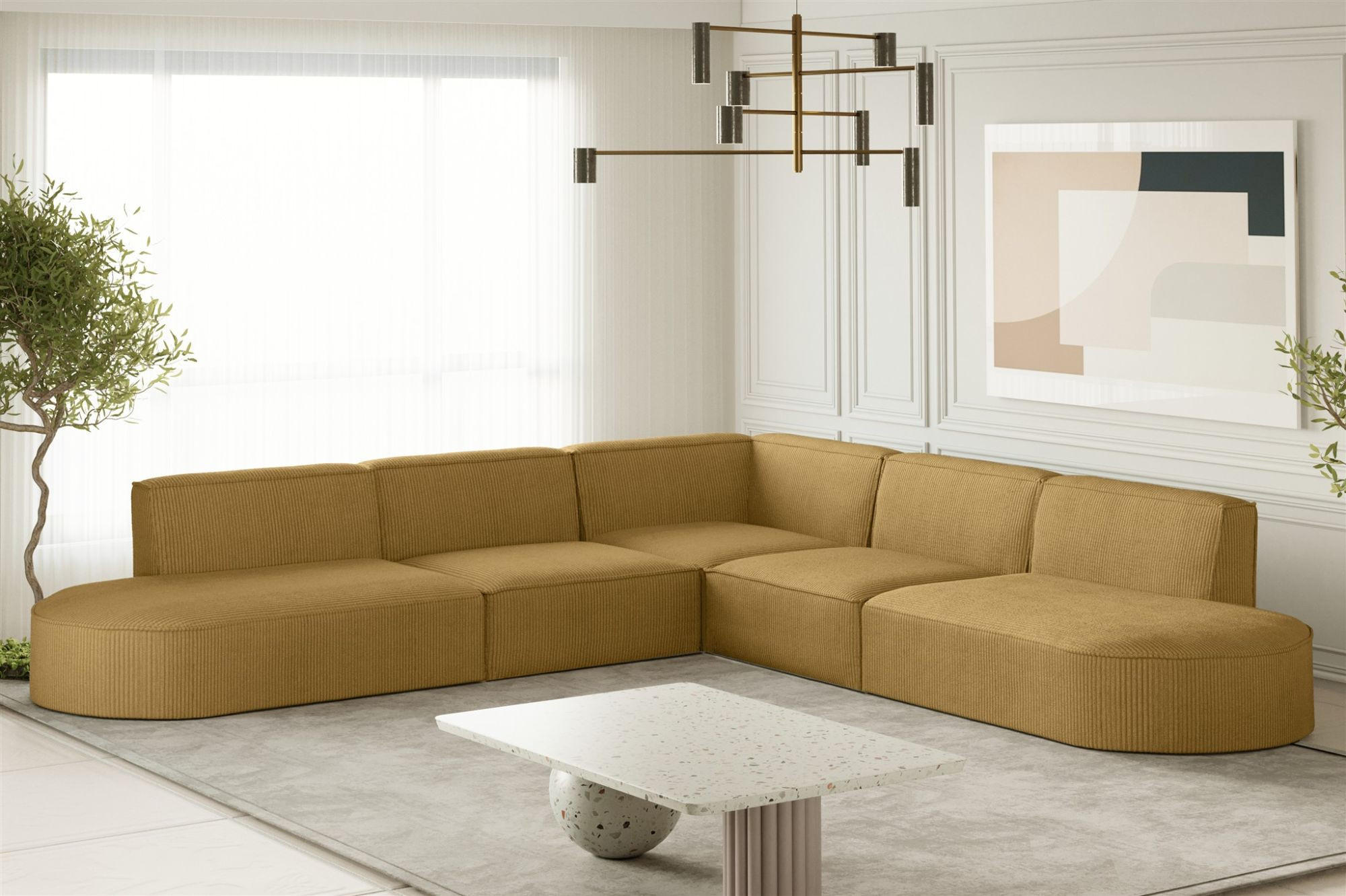 ECKSOFA Palma In Scala - Gelb, Holzwerkstoff/Textil (276/276cm) - Fun Möbel