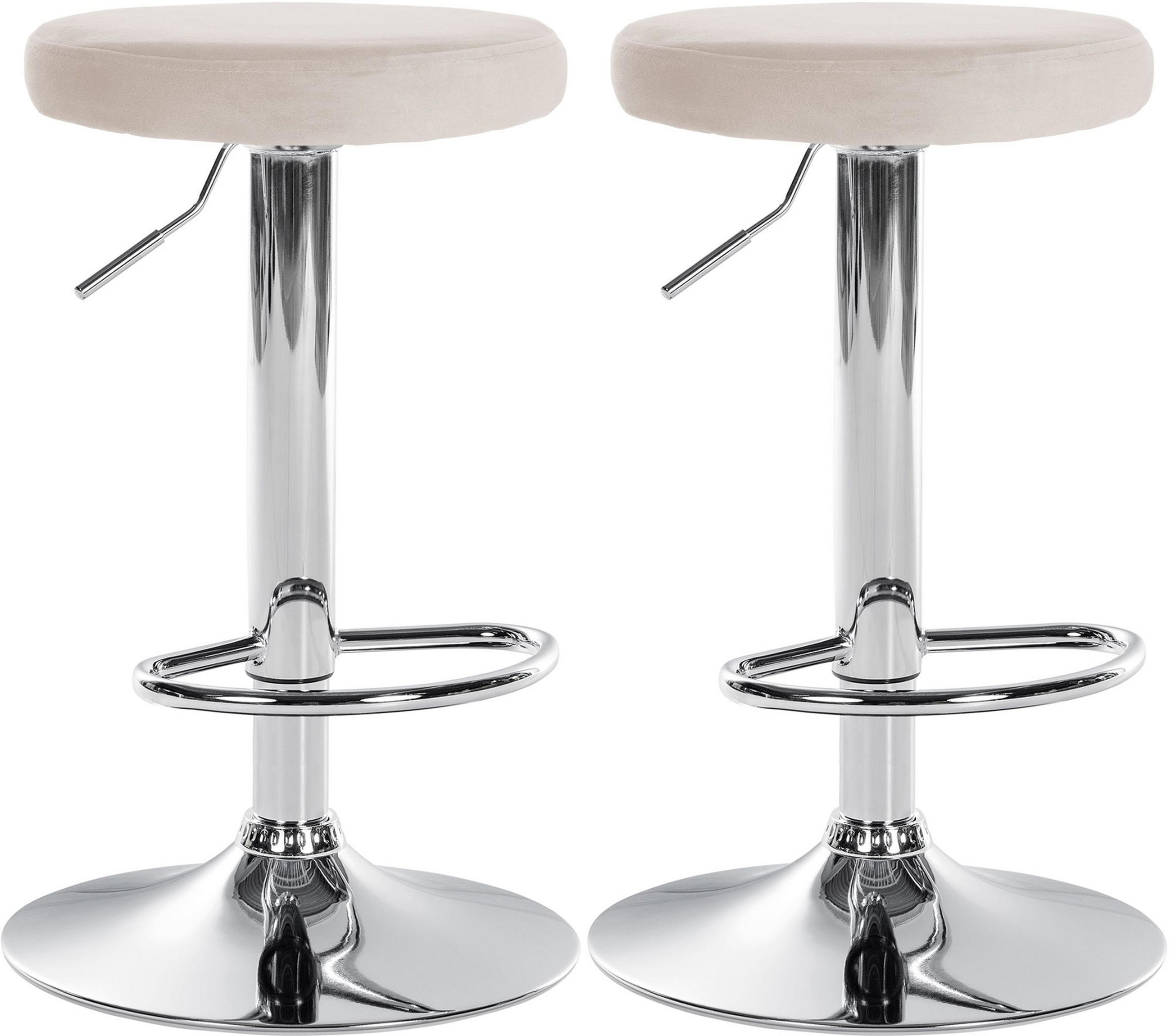 BARHOCKER 2er Set Pontius Samt chrom creme - Chromfarben/Naturfarben, Textil/Metall (38.5/81/38.5cm) - TPFLiving