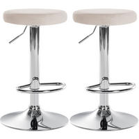 BARHOCKER 2er Set Pontius Samt chrom creme - Chromfarben/Naturfarben, Textil/Metall (38.5/81/38.5cm) - TPFLiving