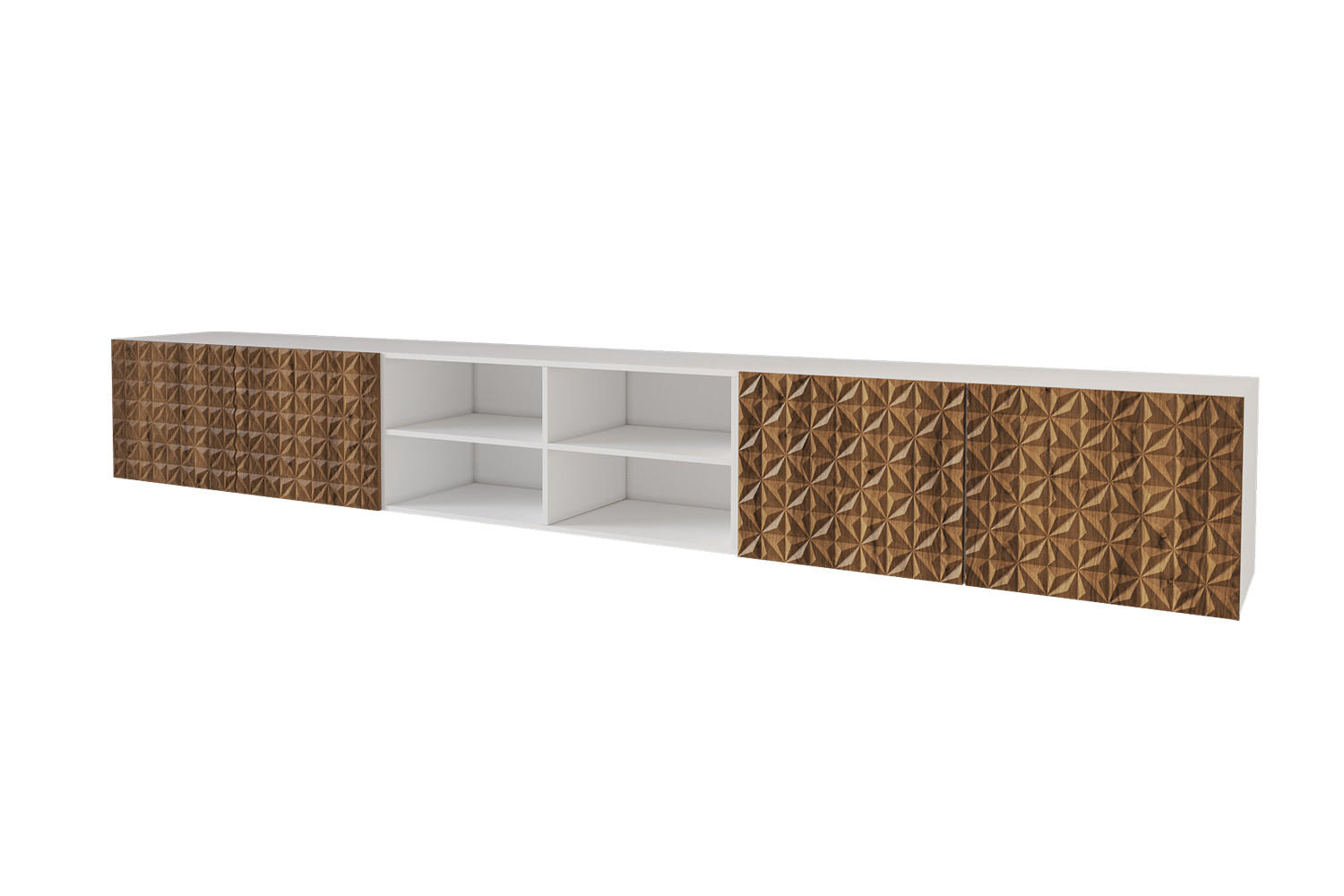 LOWBOARD VIRA-W 3x100x40x41 cm - Weiß / Katania - Eiche Wotan, Holzwerkstoff (300/40/41cm) - ALTDECOR