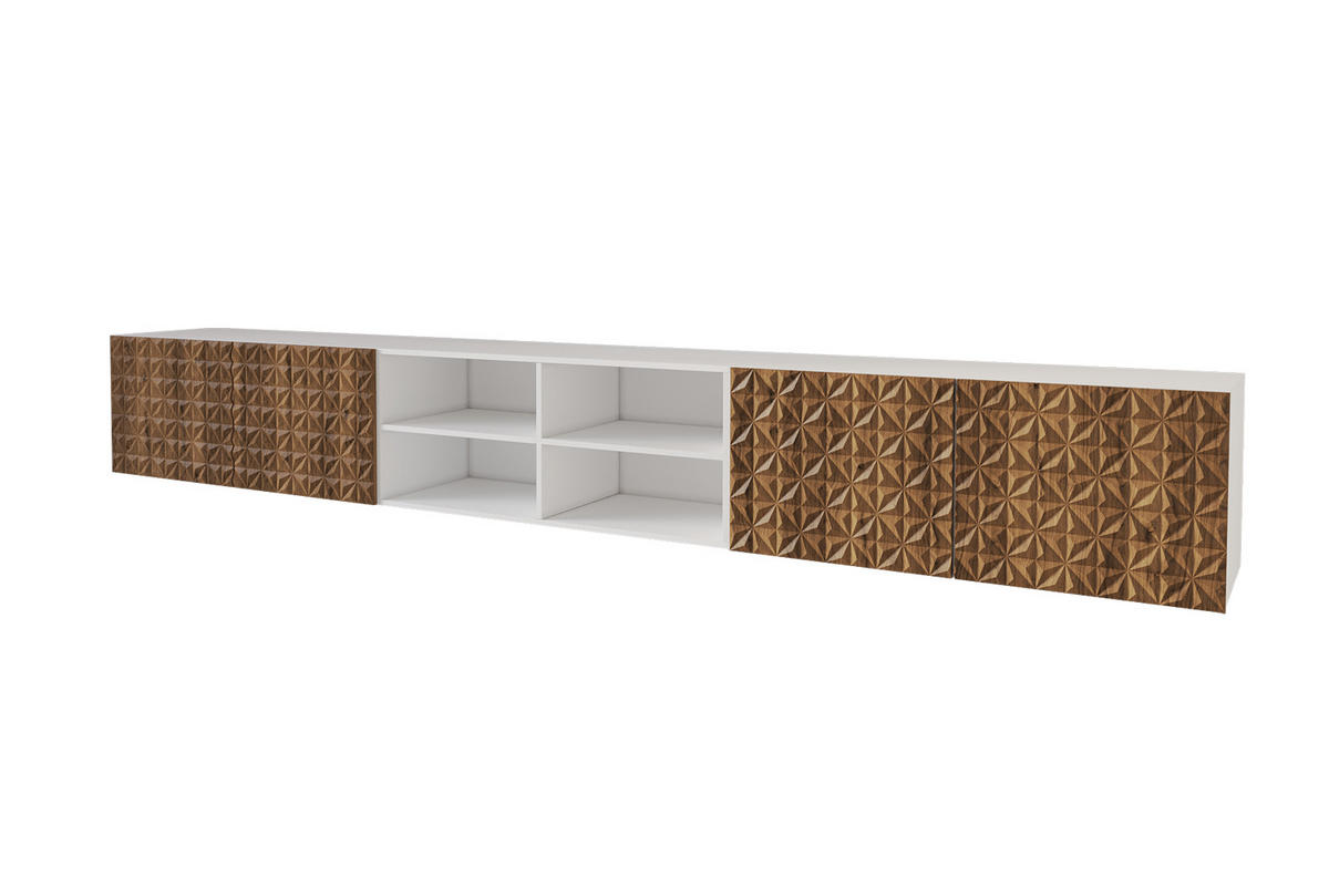 LOWBOARD VIRA-W 3x100x40x41 cm - Weiß / Katania - Eiche Wotan, Holzwerkstoff (300/40/41cm) - ALTDECOR