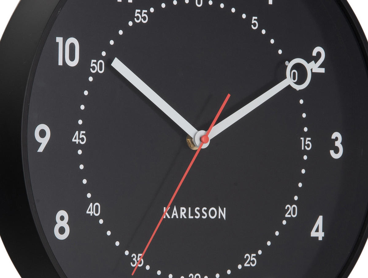 WANDUHR Fresco Schwarz 31.5/31.5/ - Schwarz, Kunststoff (31.5/31.5/31.5cm) - Karlsson