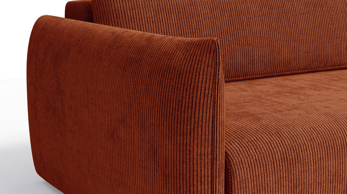 ECKSOFA TAUER 3-Sitzer links, orange - Schwarz/Orange, Holz/Textil (248/173cm) - Courtois Laville