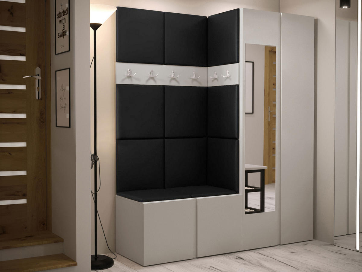 GARDEROBEN-SET Orion XII - Kaschmir/Schwarz, Holzwerkstoff/Kunststoff (158/186/46cm) - MIRJAN24