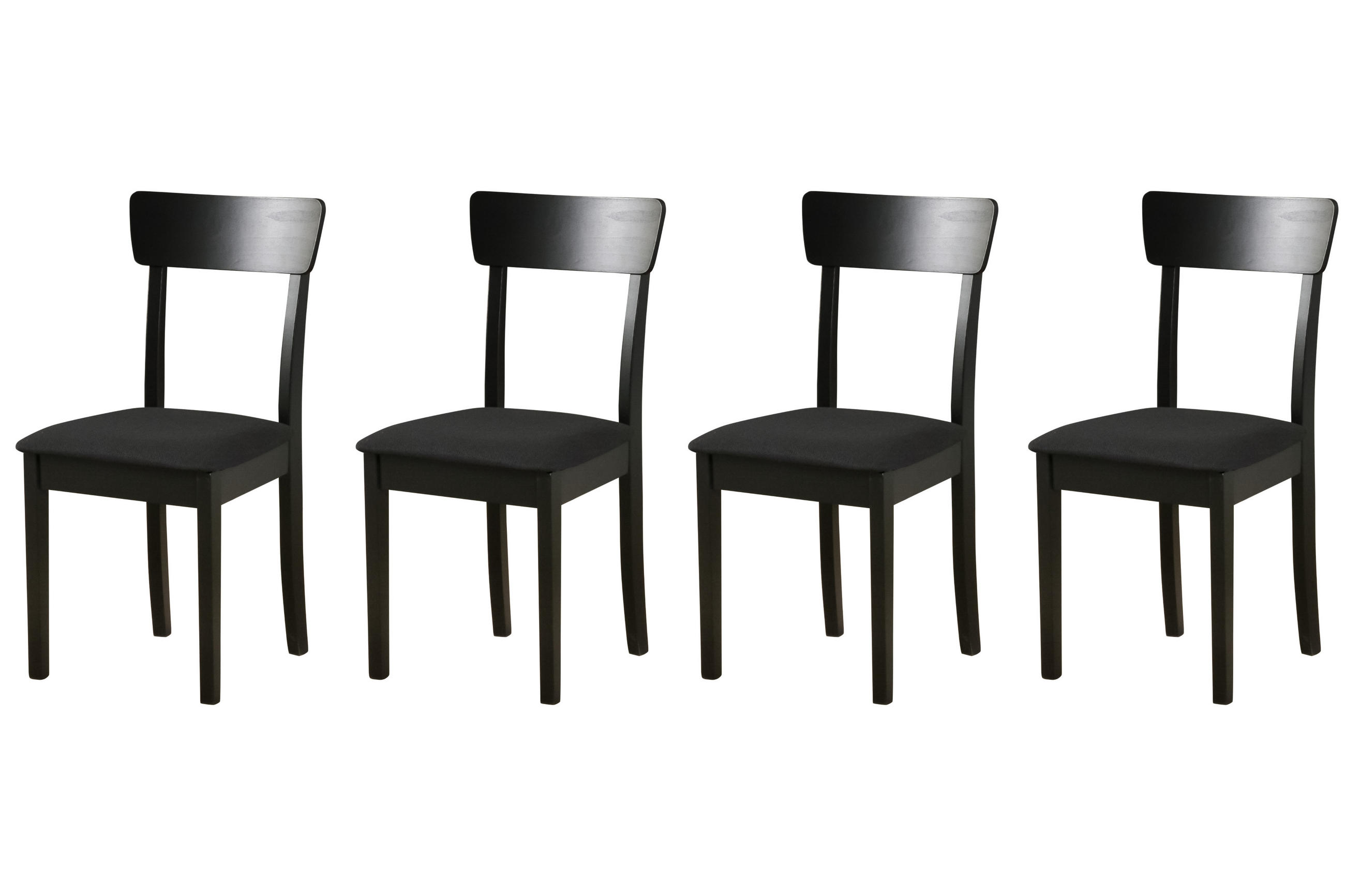 STUHL Hugo 1 (4er Set) - Schwarz, Holz (43/86/40cm) - Leaf Design
