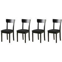 STUHL Hugo 1 (4er Set) - Schwarz, Holz (43/86/40cm) - Leaf Design