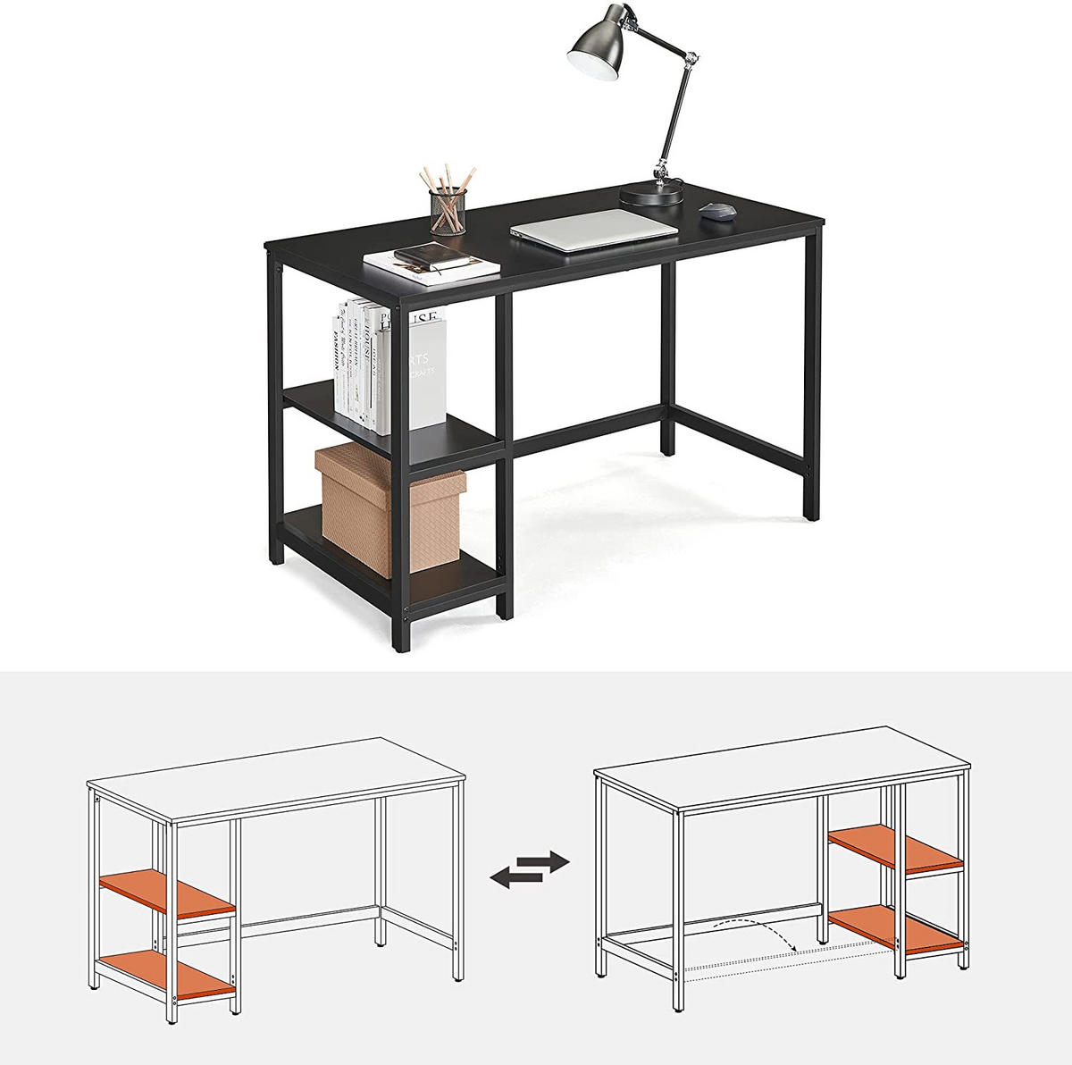 SCHREIBTISCH COMPUTERTISCH - Schwarz, Holzwerkstoff (120/60/75cm) - Hansiro