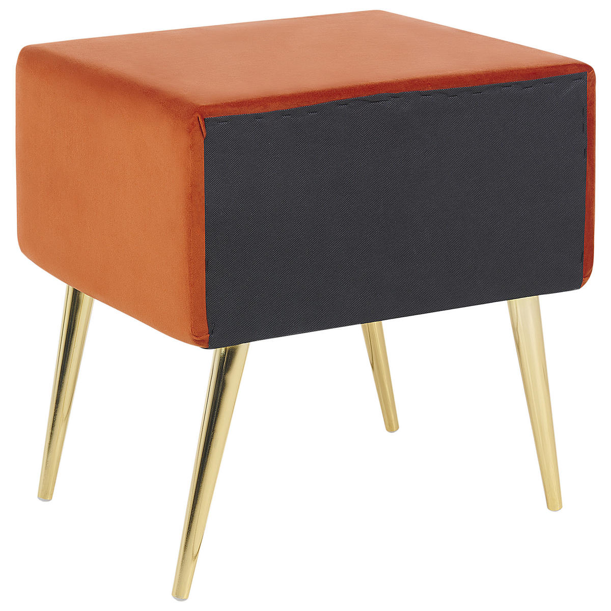 NACHTTISCH Samtstoff orange/gold 1 Schublade 38/46/49 cm Flayat - Goldfarben/Orange, Textil (46/49/38cm) - Beliani