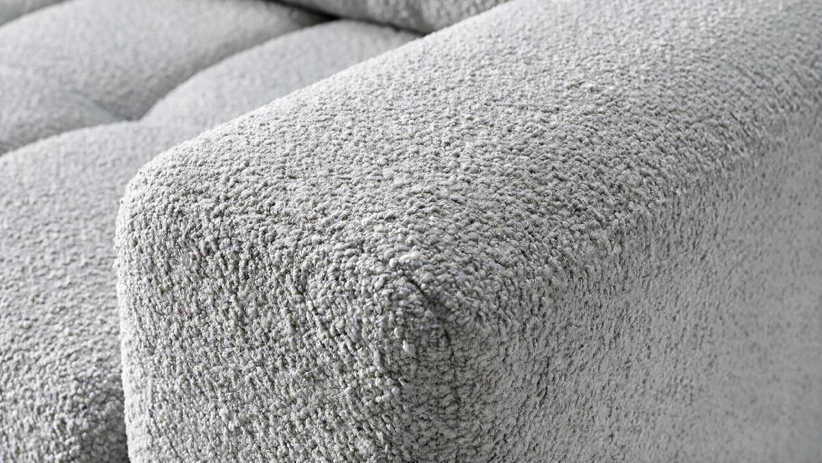 ECKSOFA Ovia mit Bettkasten und Schlaffunktion, Bouclé-Stoff in L-Form - Hellgrau, Textil (270/185cm)