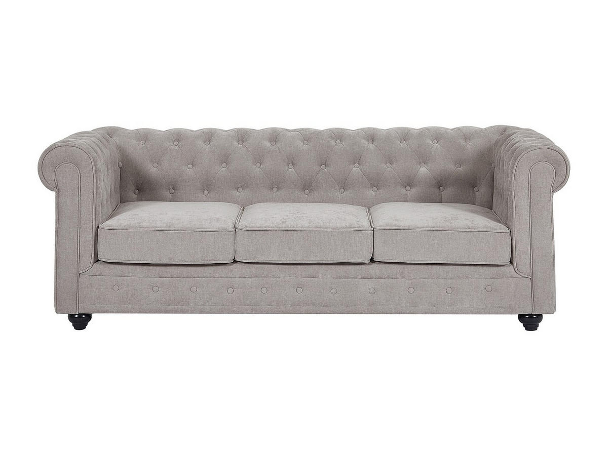 3-SITZER-SOFA - Stoff - Grau - CHESTERFIELD - Grau, Textil (205/72/88cm) - Vente-Unique