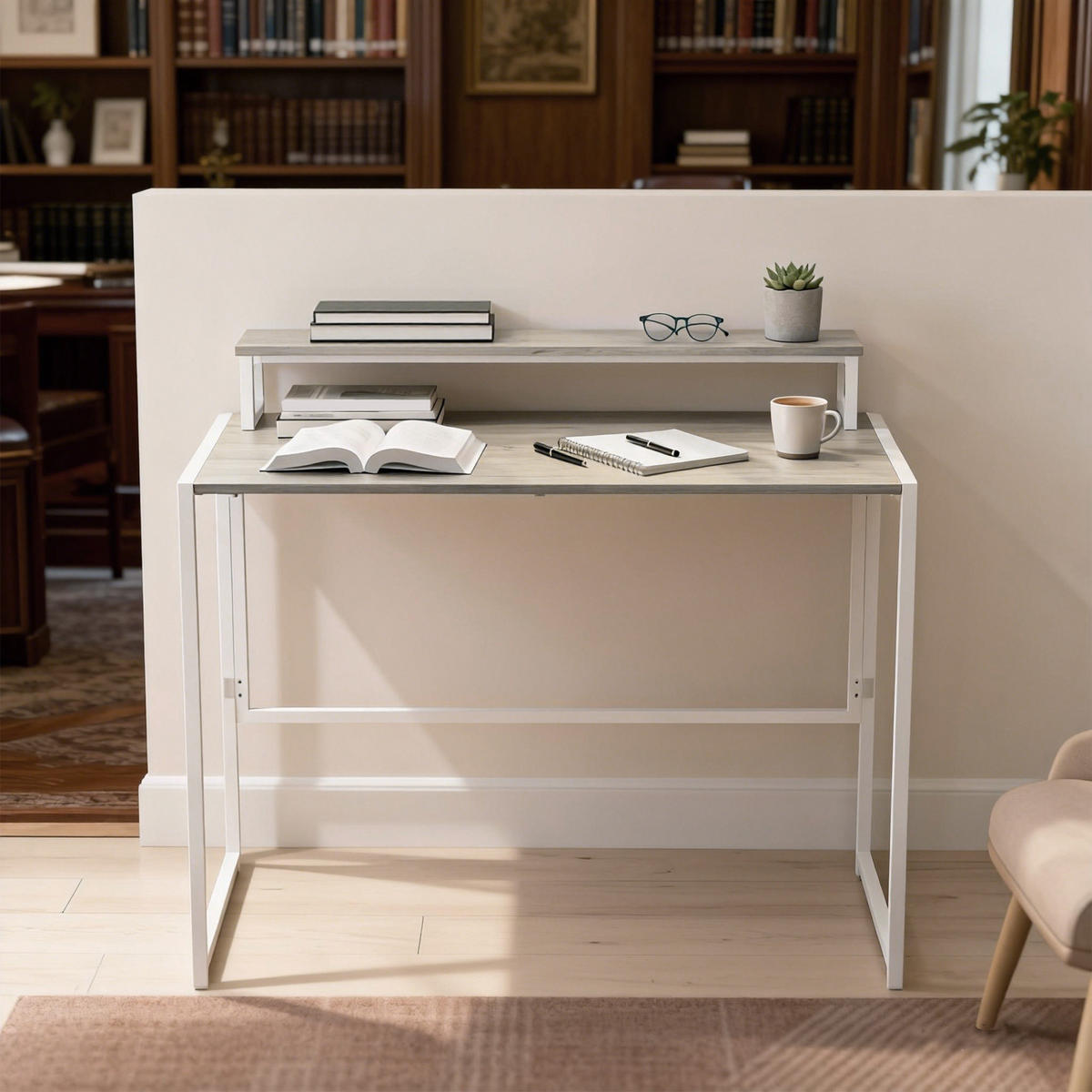 SCHREIBTISCH DE-14942 klappbar mit Monitorhalterung Naturholz - Naturfarben, Holzwerkstoff (100/48/87.5cm) - ComfortXL
