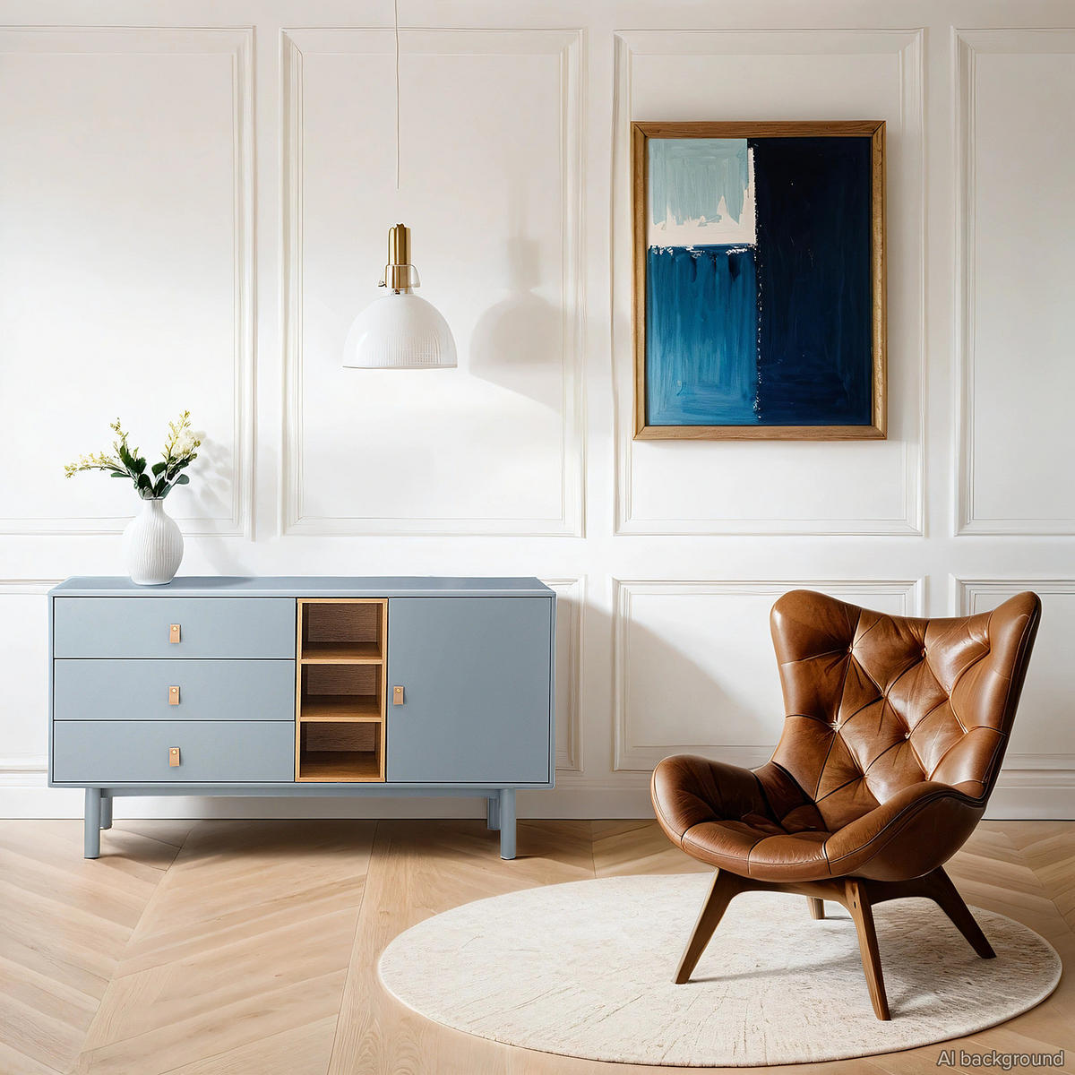 SIDEBOARD - 140 cm - Blaugrau/Braun, Holz/Holzwerkstoff (140/75/40cm) - home24