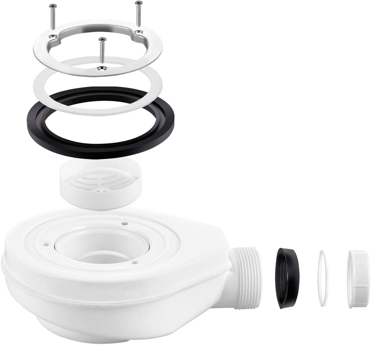 ABLAUFGARNITUR für Duschwanne mit Siphon, Weiß - Weiß, Kunststoff (11.5/19/7.1cm) - EMKE