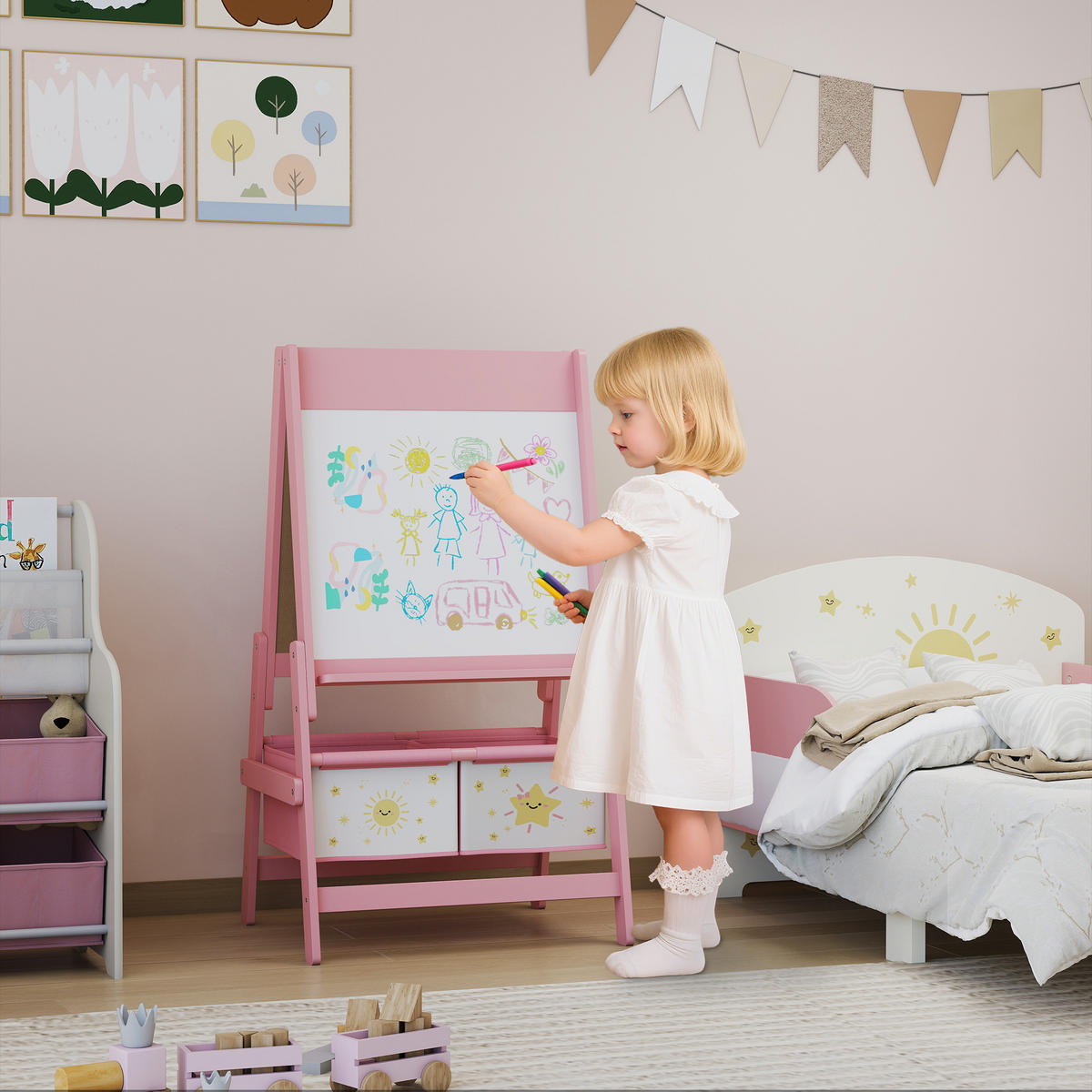 KINDERTAFEL MDF Kiefernholz Rosa - Rosa, Holzwerkstoff (46/94/54cm) - AIYAPLAY