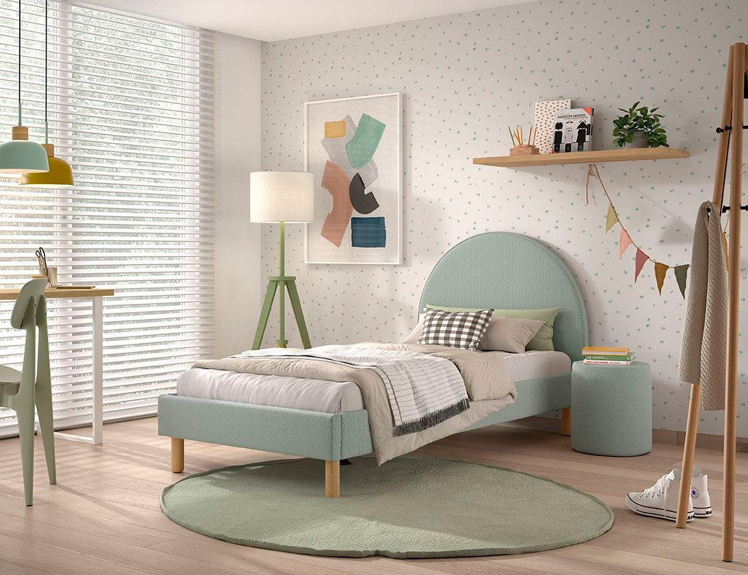 POLSTERBETT mit Hocker Karlotta 97x107x212 aus Holzwerkstoff in Grün - Grün, Holzwerkstoff (90/200cm) - 58aufmkessel