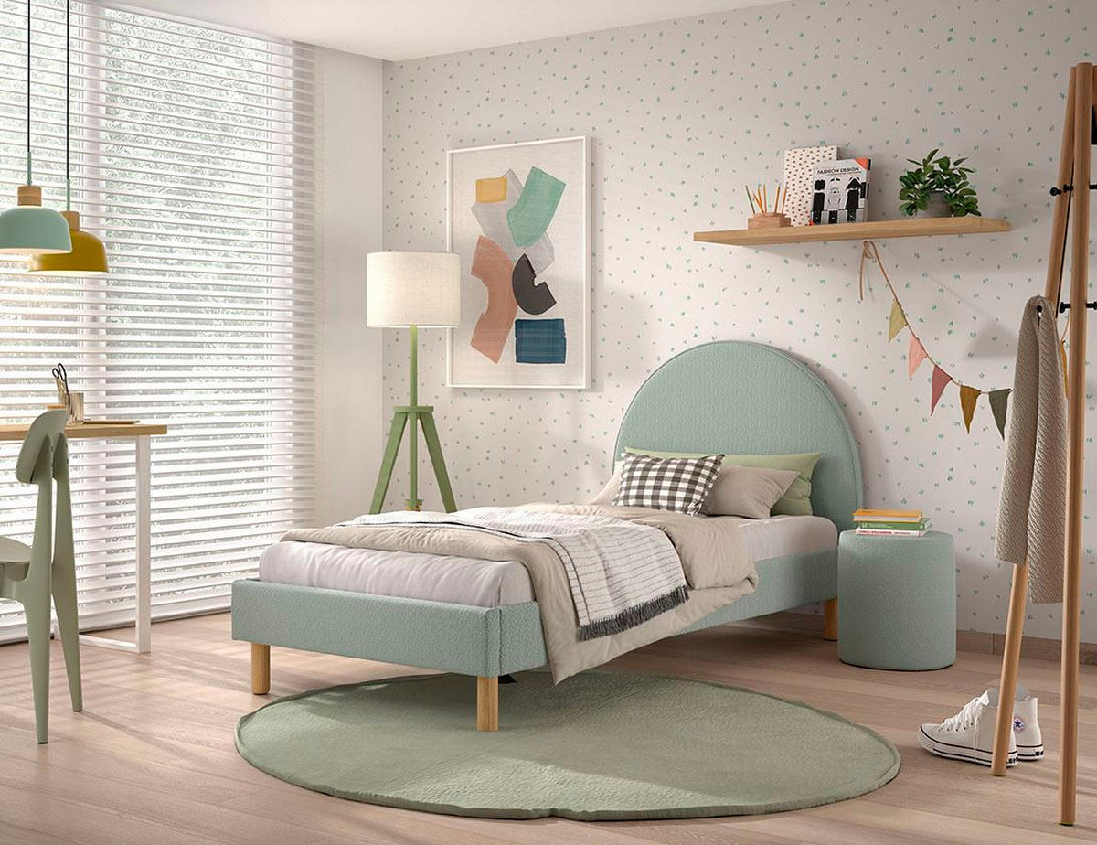 POLSTERBETT mit Hocker Karlotta 97x107x212 aus Holzwerkstoff in Grün - Grün, Holzwerkstoff (90/200cm) - 58aufmkessel