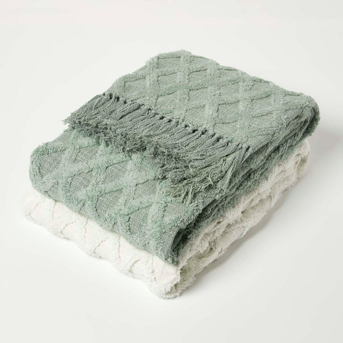 WOHNDECKE 125/150 cm, Baumwolle getuftet - Salbeigrün, Textil (125/150cm) - Homescapes