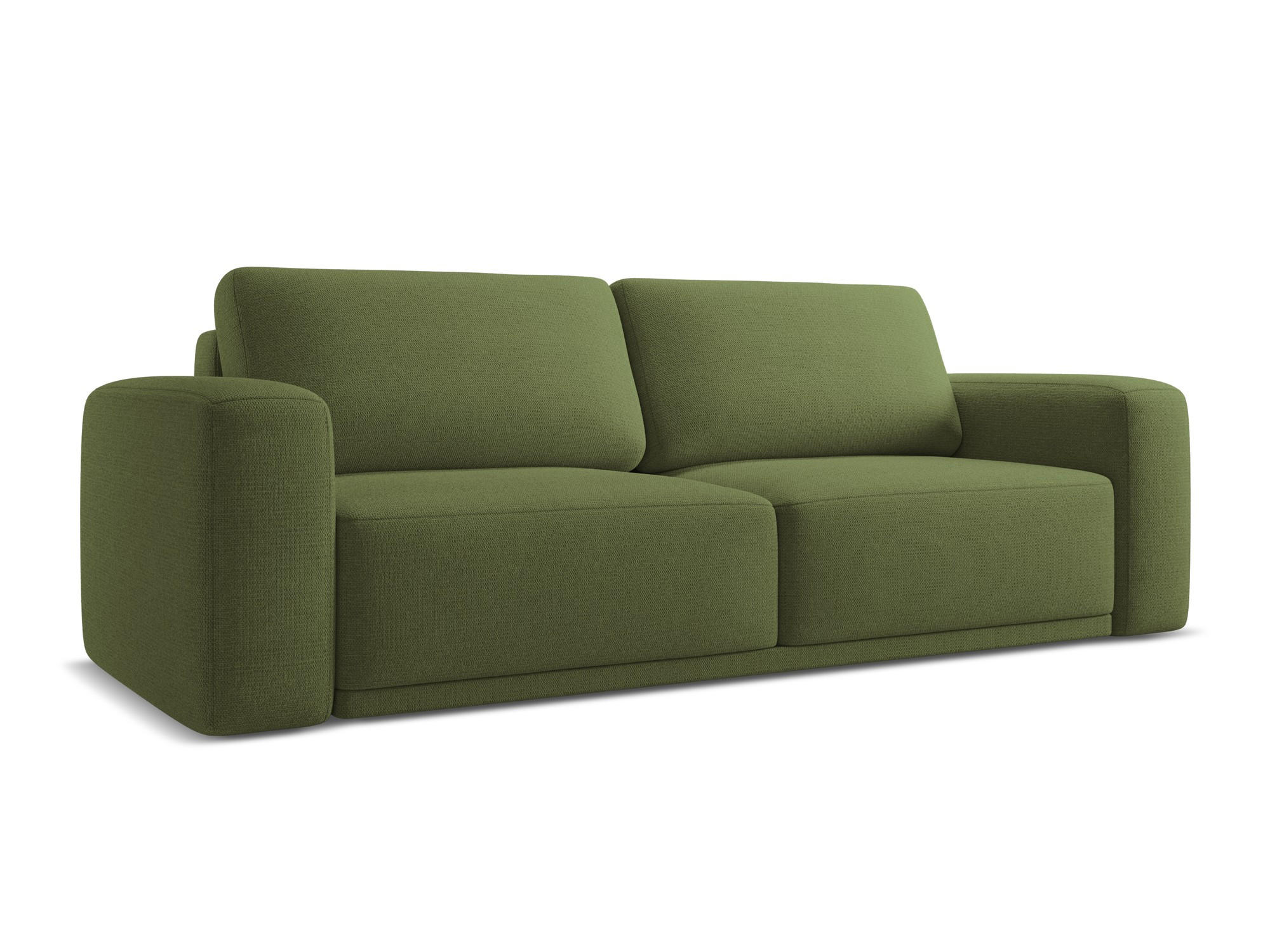3-SITZER SOFA mit Schlaffunktion Chenille Stoff Grün - Dunkelgrün/Schwarz, Kunststoff/Textil (242/91/100cm) - Makamii