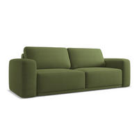 3-SITZER SOFA mit Schlaffunktion Chenille Stoff Grün - Dunkelgrün/Schwarz, Kunststoff/Textil (242/91/100cm) - Makamii
