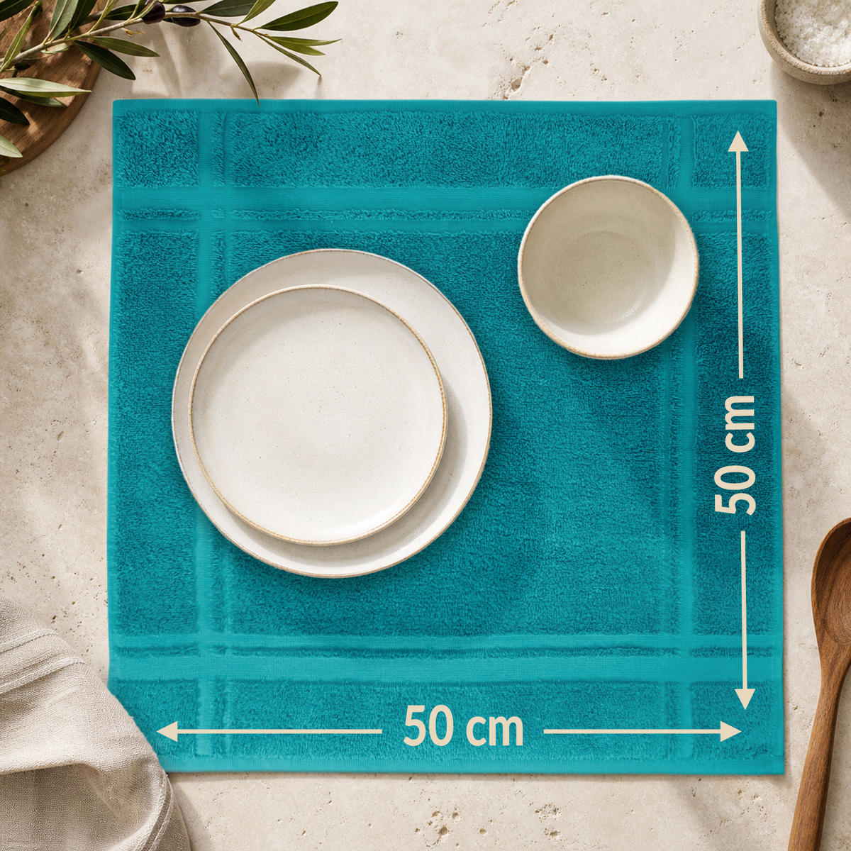FROTTEE Küchenhandtücher 50x50 cm, 4er Set, Nautic Grün - Smaragdgrün, Textil (50/50cm) - Lashuma