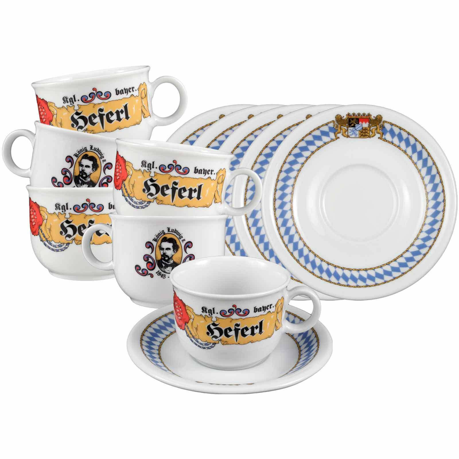 KAFFEETASSEN MIT UNTERTASSEN Compact Bayern bunt 210 ml 6er Set - Multicolor, Keramik (0.21L) - Seltmann Weiden