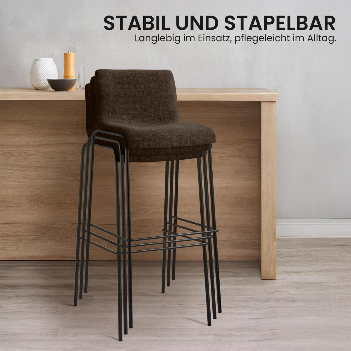 BARHOCKER 2 Stoff Braun - Schwarz/Braun, Textil/Metall (43/100/48cm) - CLP