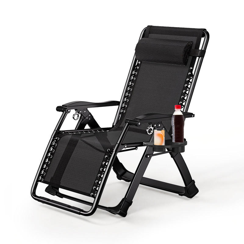LIEGESTUHL klappbar – 150 kg, mit Kopfkissen - Schwarz, Metall (52/110/80cm) - Auledio