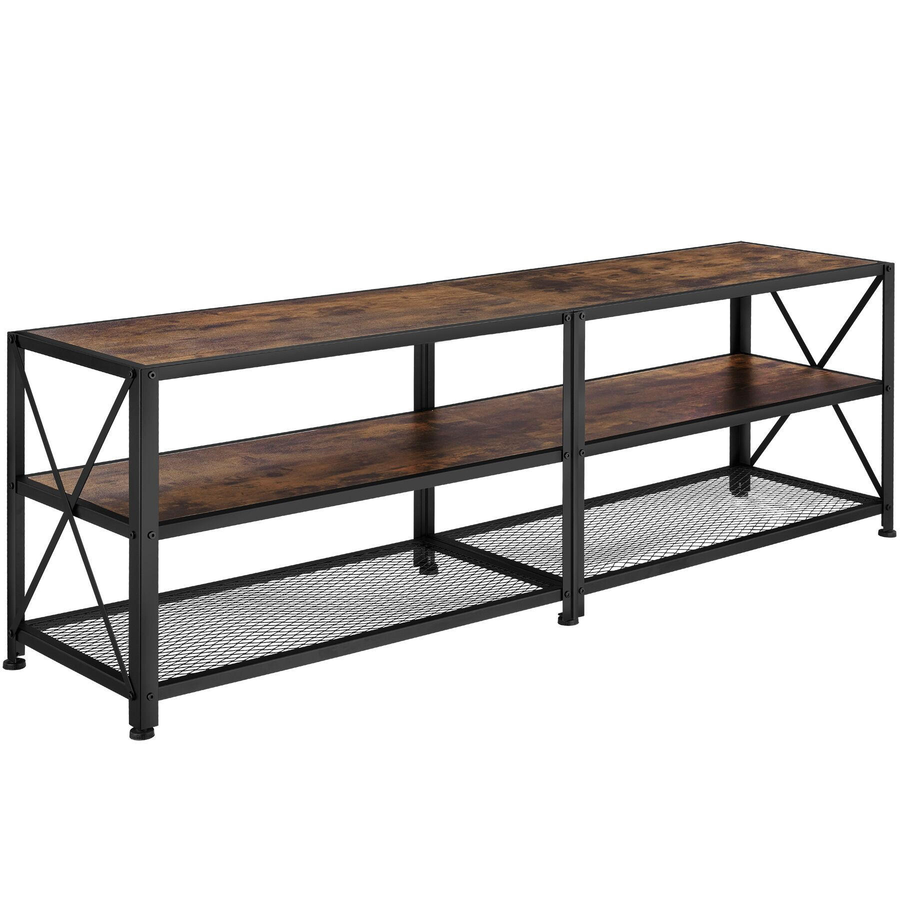 TV-REGAL Indianapolis,161 x 41,5 x 50,5 cm,Industrial Holz dunkel, rustikal - Rostfarben, Holzwerkstoff (41.5/50.5/161cm) - tectake