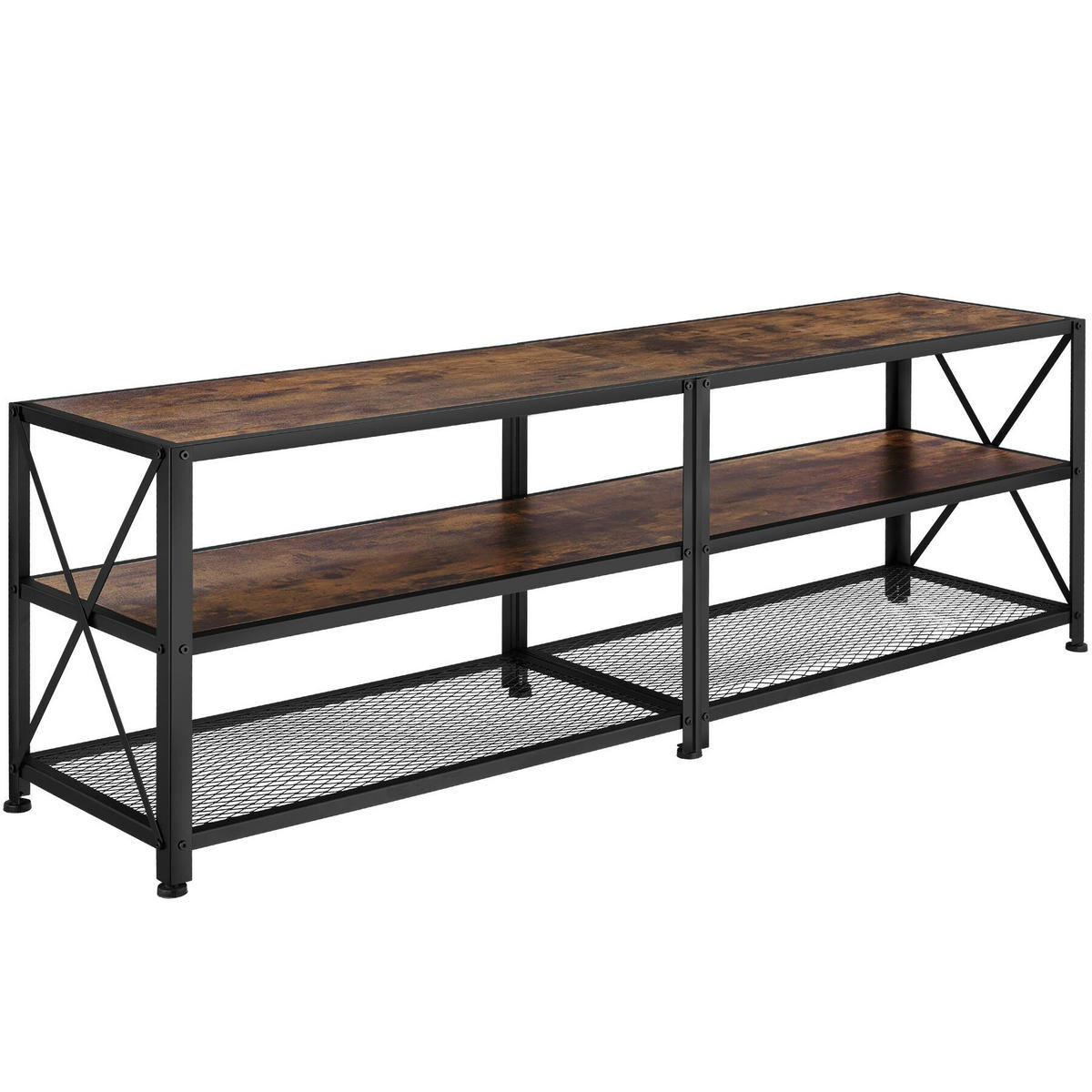 TV-REGAL Indianapolis,161 x 41,5 x 50,5 cm,Industrial Holz dunkel, rustikal - Rostfarben, Holzwerkstoff (41.5/50.5/161cm) - tectake