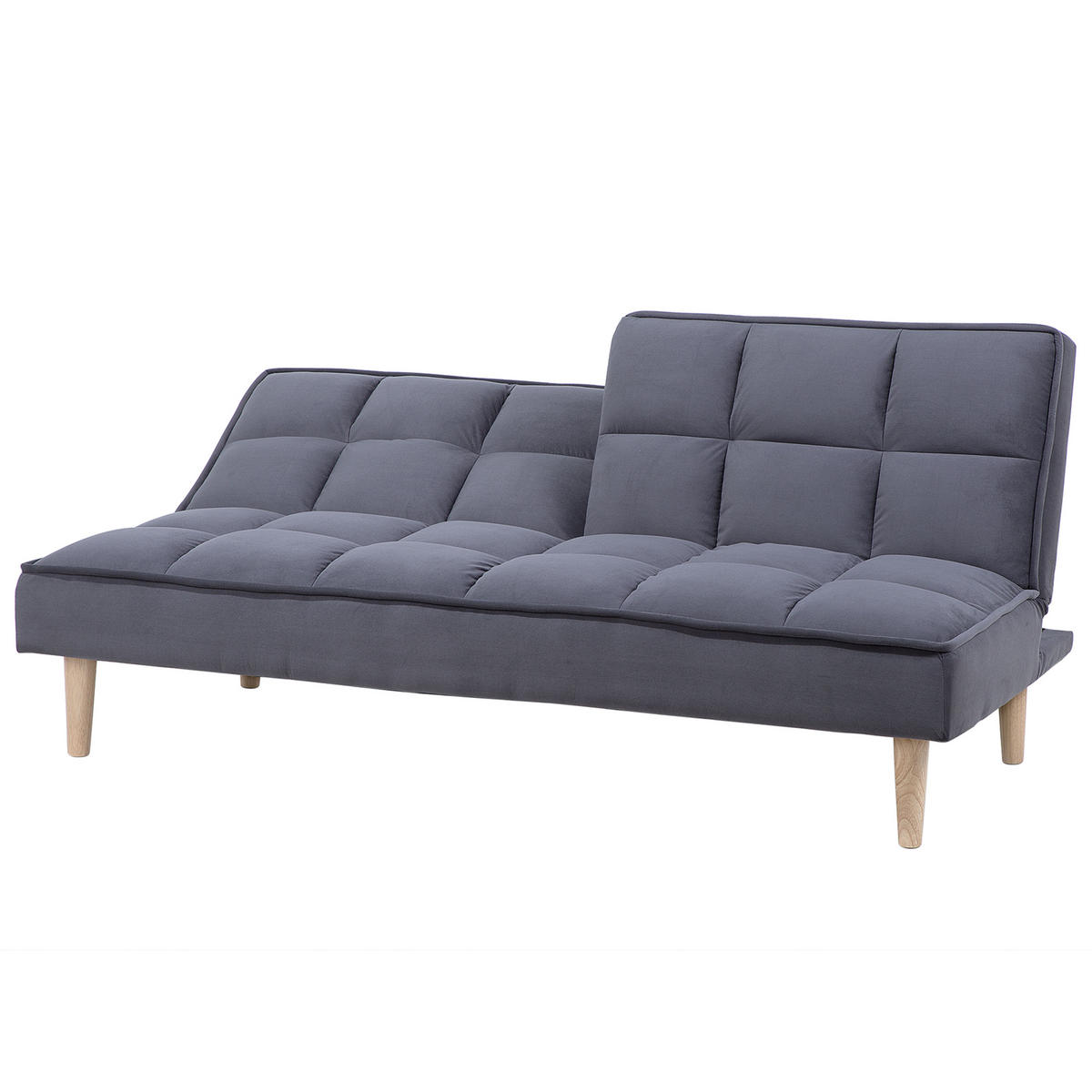 3-SITZER-SCHLAFSOFA dunkelgrau Siljan - Hellbraun/Grau, Textil (177/80/80cm) - Beliani