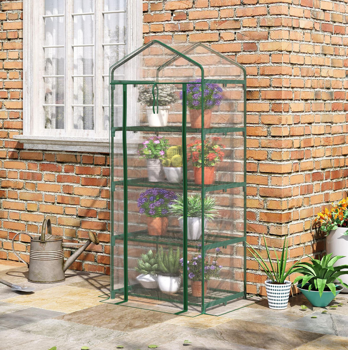 GEWÄCHSHAUS 70/160/50 cm Transparent aus Stahl mit 4 Regalböden - Transparent, Metall (50/160/70cm) - OKMYHOME