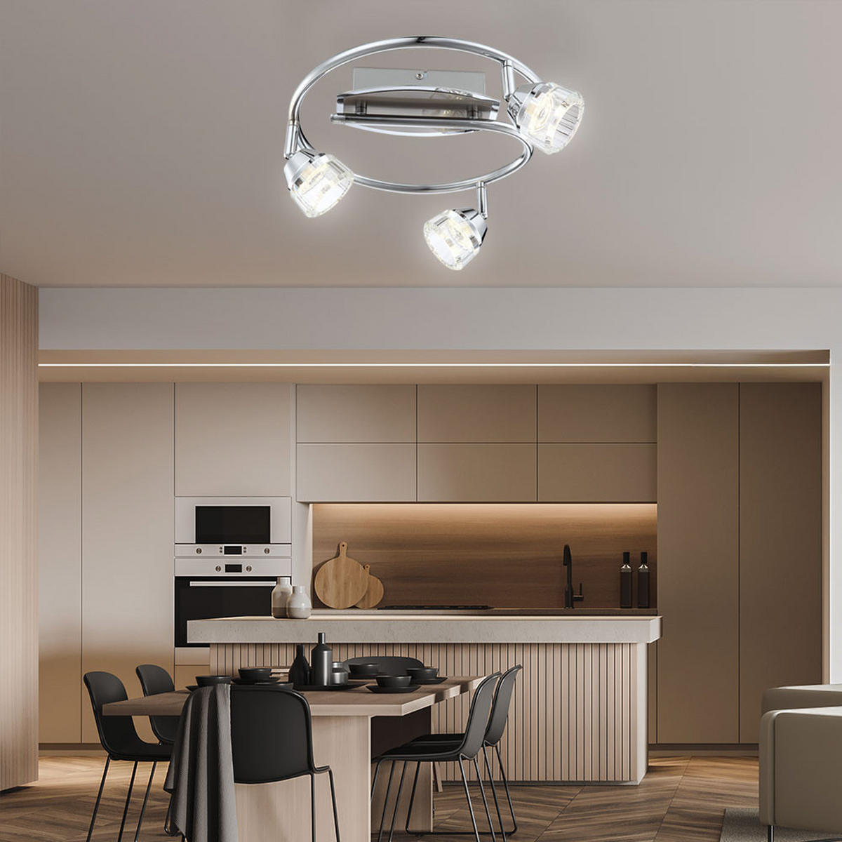 LED DECKENLEUCHTE LILIJA Chrom Silber - Silberfarben, Glas (30/30/16cm) - Globo Lighting