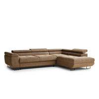 ECKSOFA Concord Hellbraun Chenille-Stoff - Rechts Seite - Hellbraun/Schwarz, Holz/Holzwerkstoff (277/203cm) - Maison de Reve