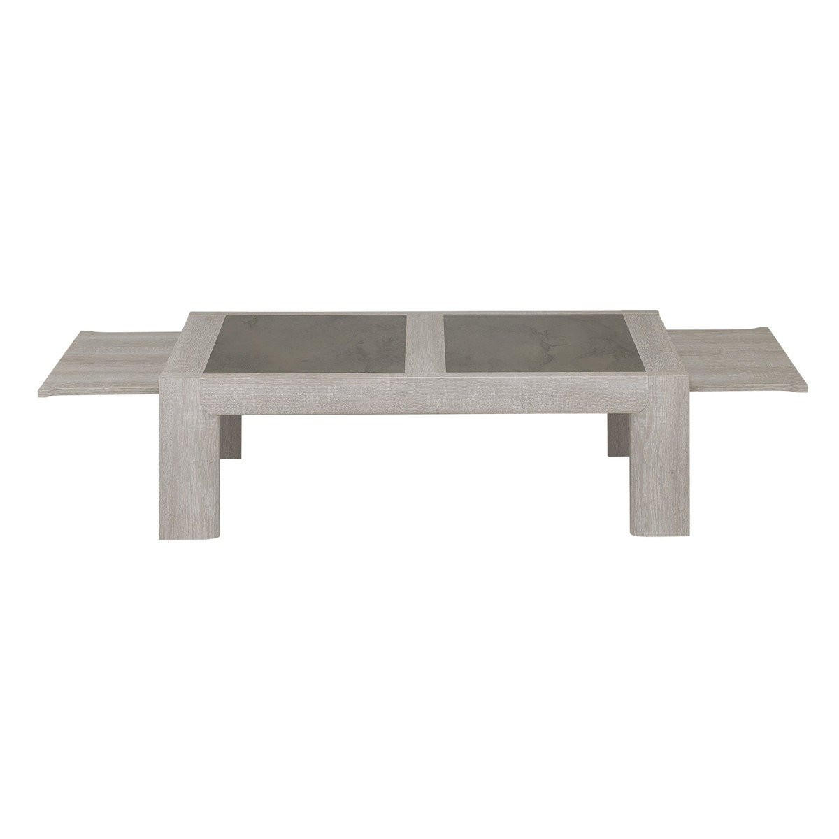 COUCHTISCH mit ausziehbarer Platte - Französische Herstellung - 65/120/37 cm - Eichefarben, Holzwerkstoff (65/120/37cm) - Calicosy