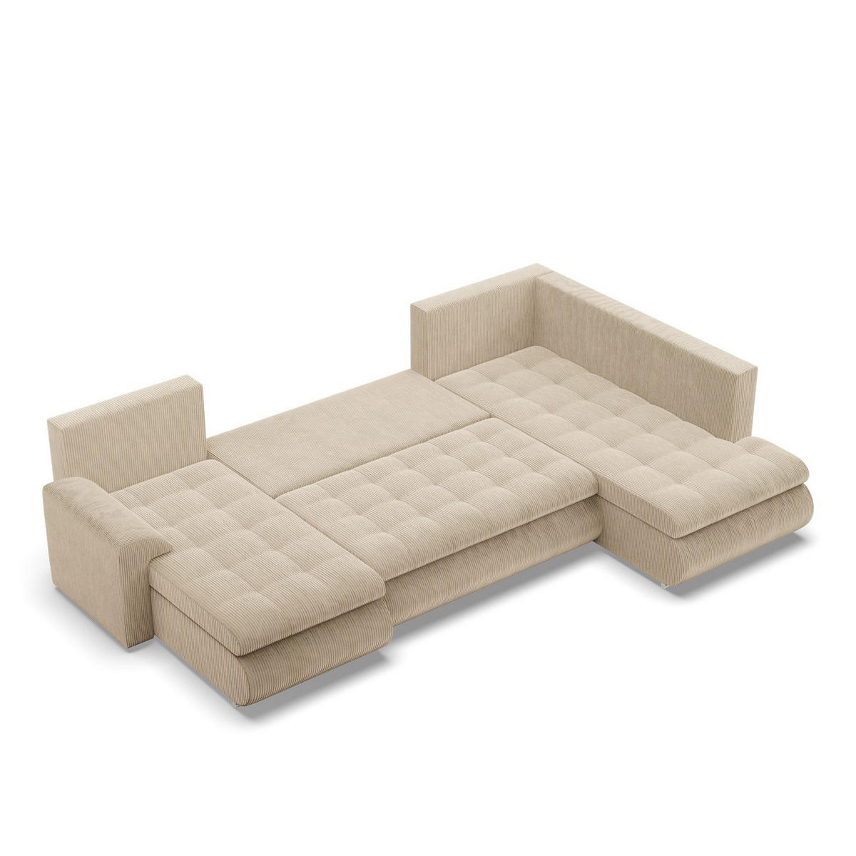 U-SOFA MIT SCHLAFFUNKTION FORESTA, Cord - Beige - Beige, Textil (300/89/200cm)