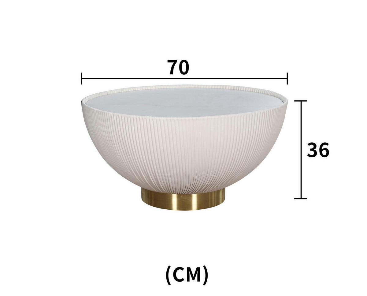 COUCHTISCH MODIG Weiß 70x70x36 cm - Weiß, Stein (70/70/36cm) - FURNLUX