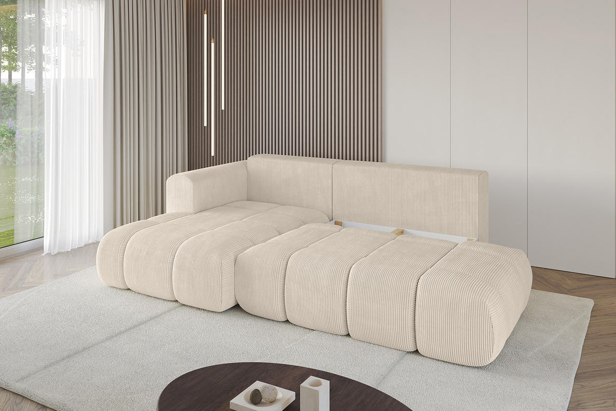ECKSOFA Ottomane Links CLOUD-L-v1 289x180x40 Beige Cord - Beige, Holzwerkstoff/Kunststoff (180/289cm) - ALTDECOR