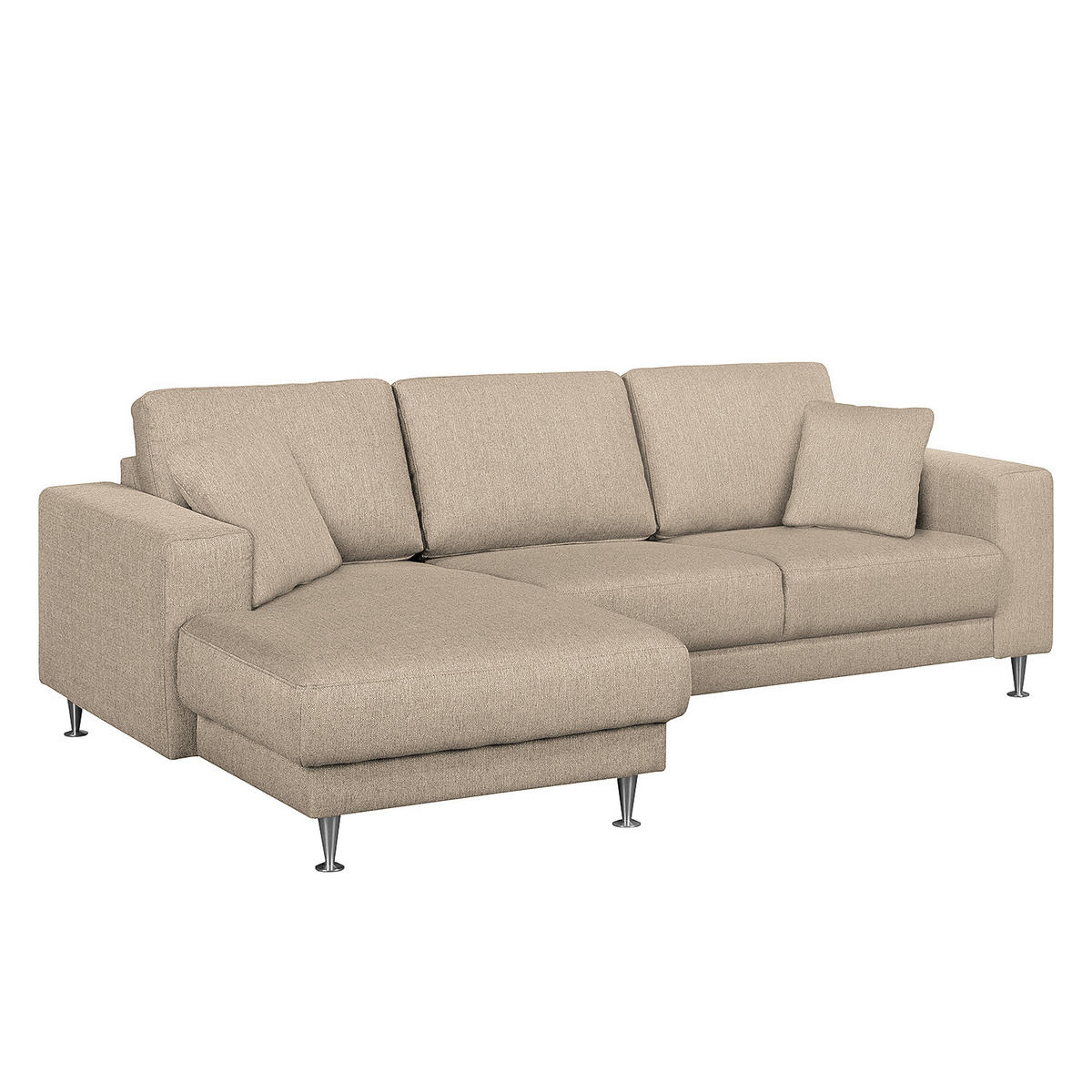 ECKSOFA mit Longchair - Strukturstoff - Kaschmir, Textil (235/150cm) - home24