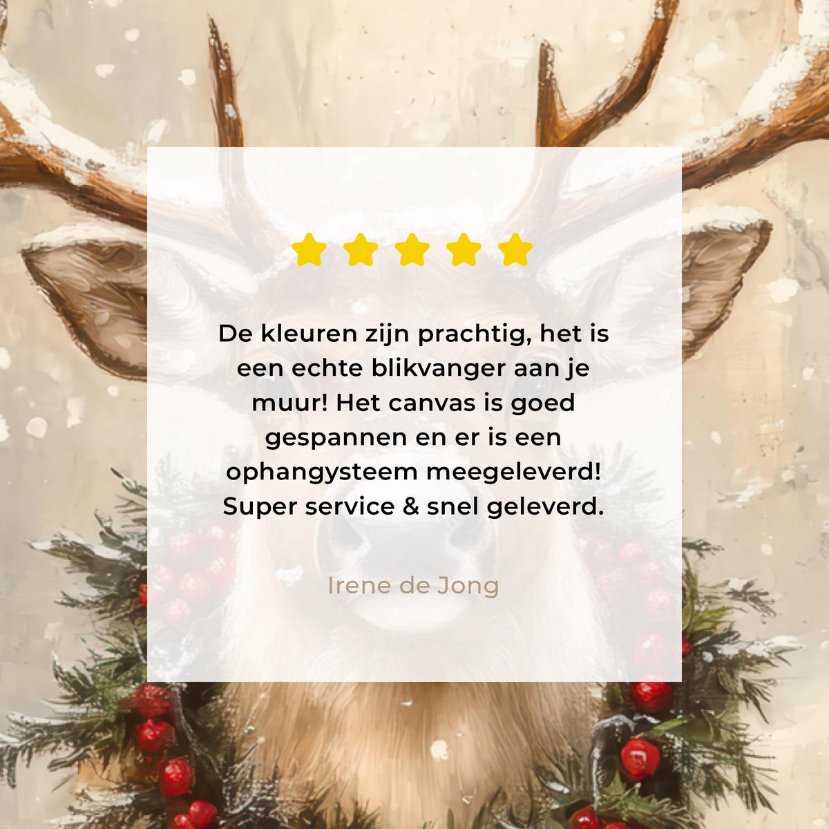 LEINWANDBILD Weihnachten - Rentier - Winter - Kranz Wandbilder 80x60 cm - Braun, Textil (80/60cm) - MuchoWow