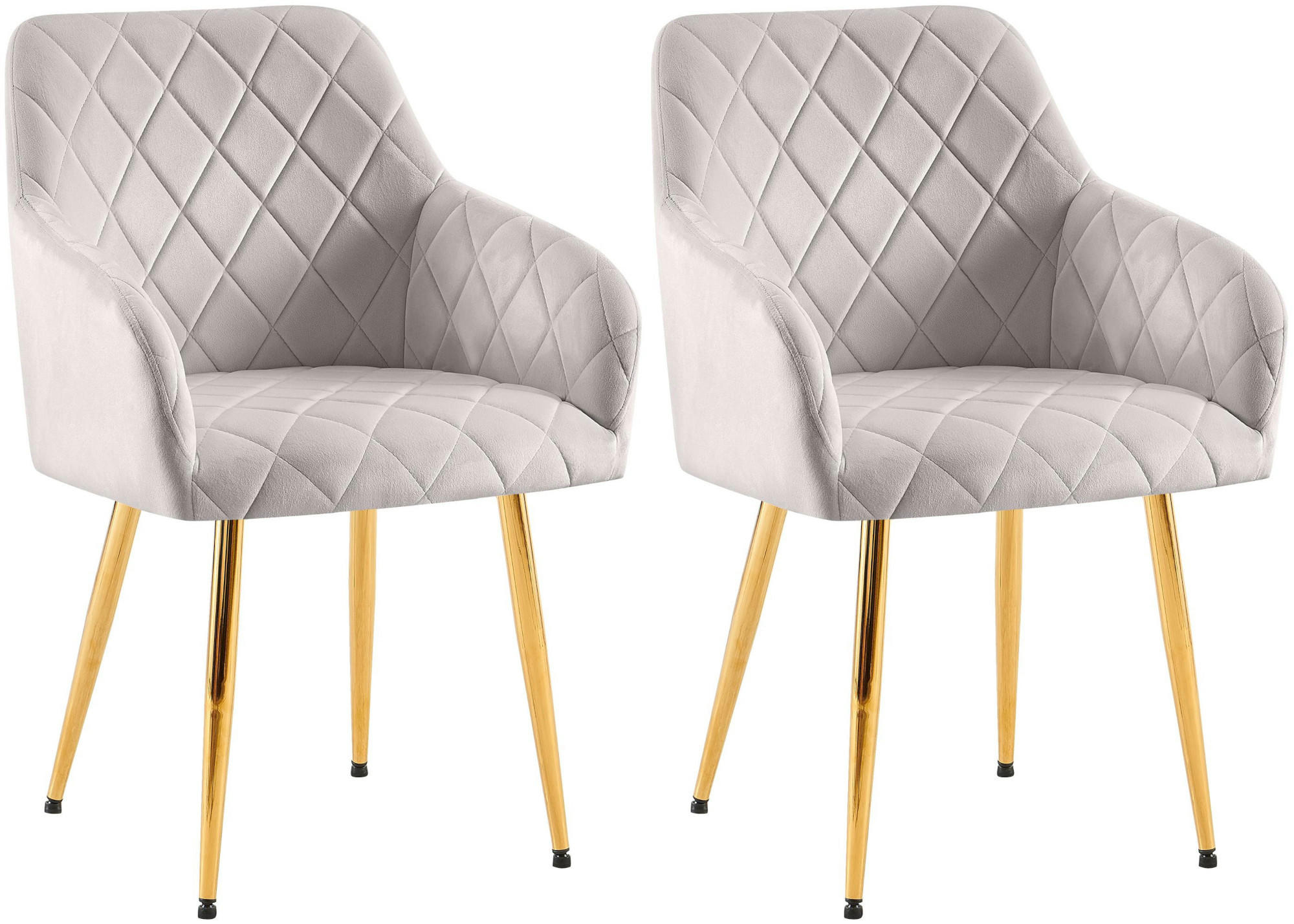 ARMLEHNENSTUHL 2er Set Samt Grau - Goldfarben/Grau, Textil (53/83/61cm) - CLP