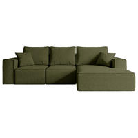 ECKSOFA mit Schlaffunktion und Bettkasten SERRA-L-S - 266x161x87 cm Grün Bouclé - Schwarz/Grün, Holzwerkstoff/Kunststoff (266/161cm) - ALTDECOR