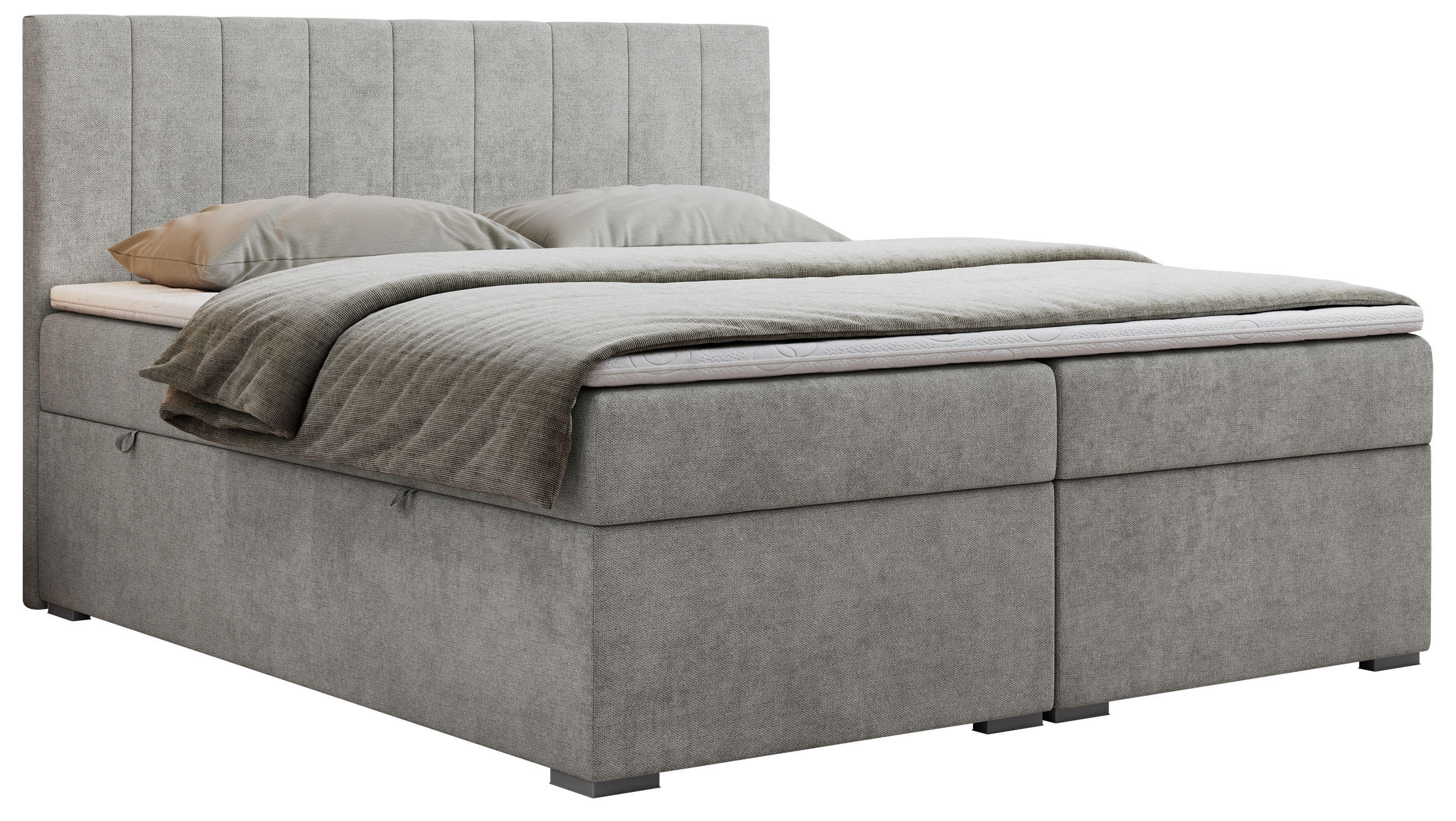 BOXBETT LOPE 140/200 - Hellgrau Strukture - H3 - Hellgrau, Holz/Textil (140/200cm)