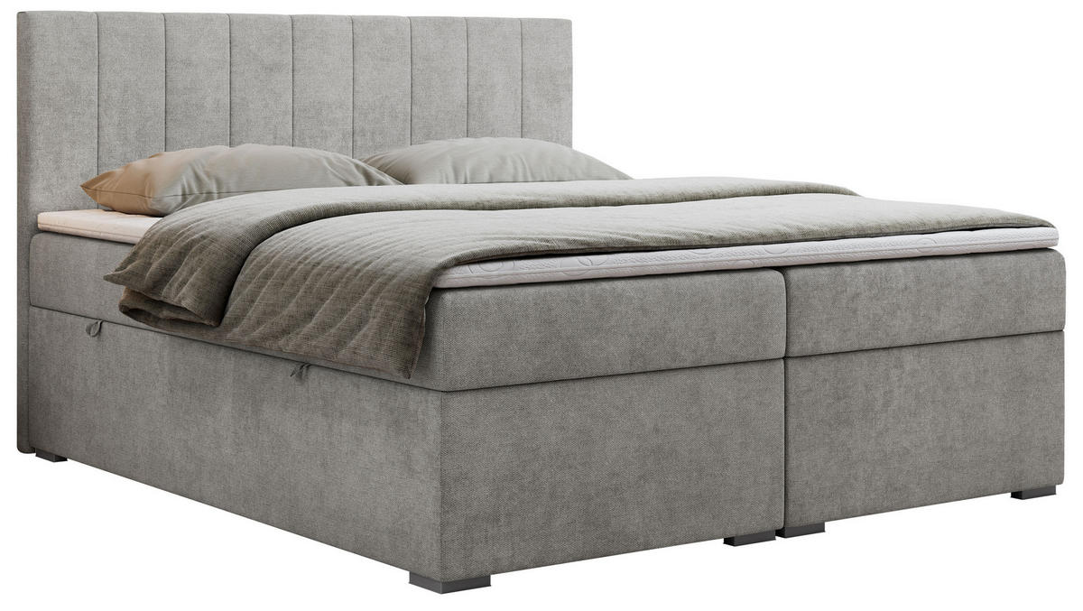 BOXBETT LOPE 200/200 - Hellgrau Strukture - H4 - Hellgrau, Holz/Textil (200/200cm)