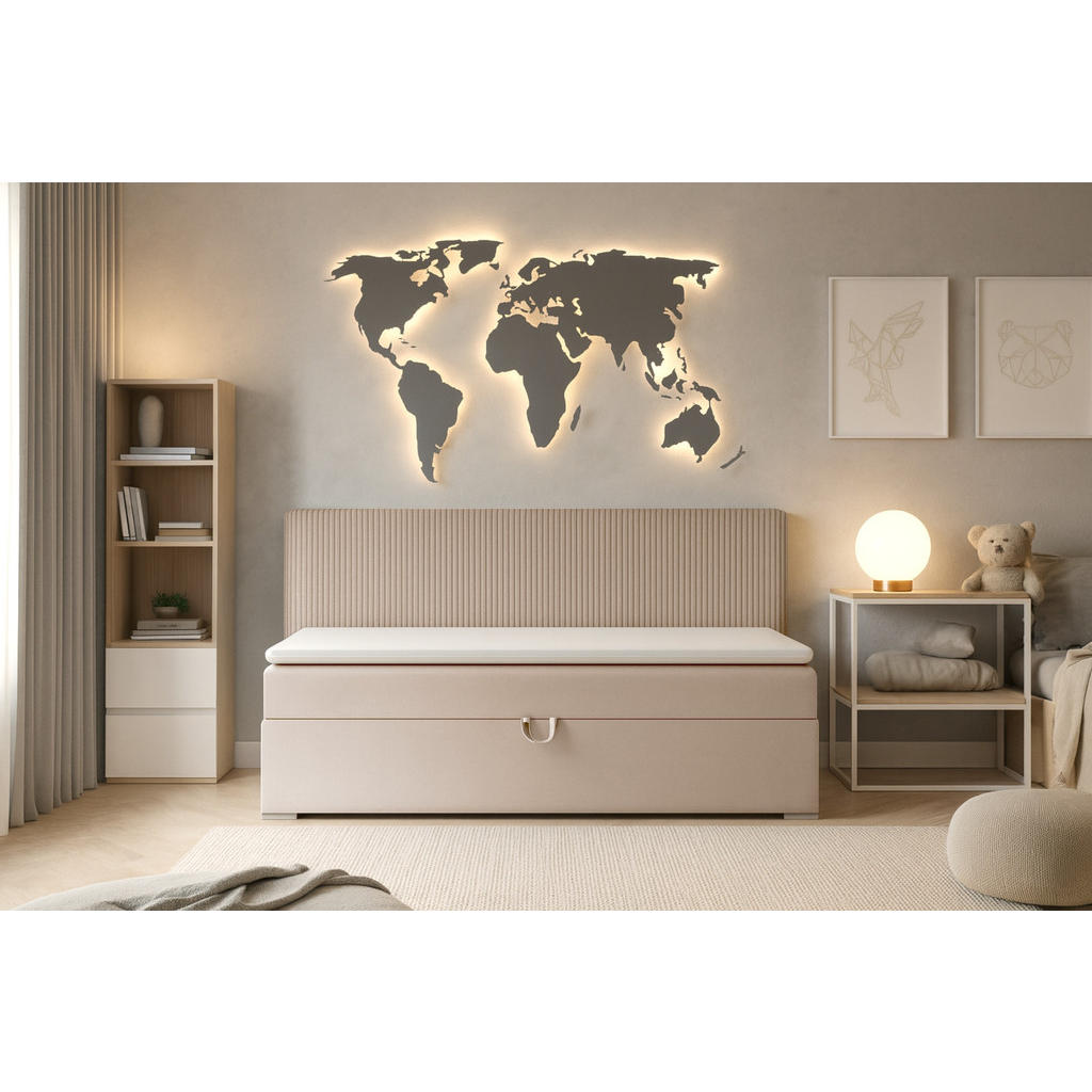Thumbnail - Deine Möbel 24 Boxbett, Beige, Holzwerkstoff, Holz, Textil, H3, 100x200 cm, Schlafzimmer, Betten, Boxspringbetten
