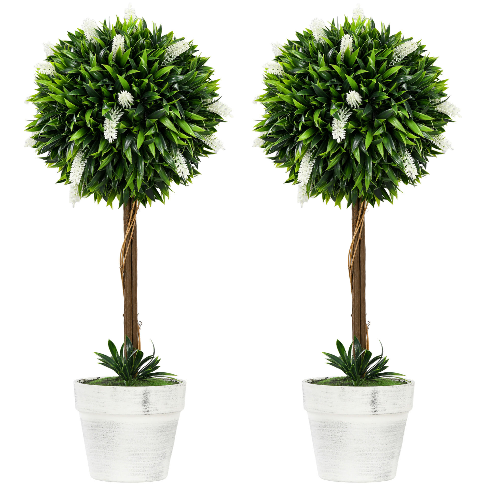 KUNSTPFLANZEN-SET 14,5/14,5/60 cm weiß aus Kunststoff mit Topf - Weiß, Kunststoff (60cm) - OKWISH